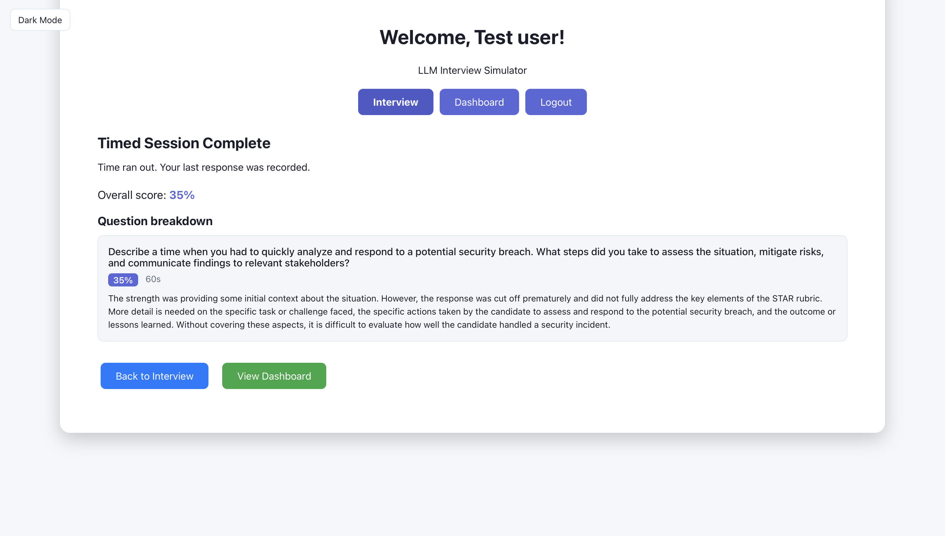 Score and suggestions.